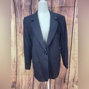 Sag Harbor Petite navy single breasted wool blazer jacket women’s size 10P